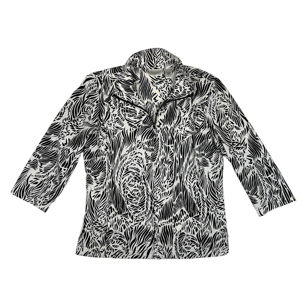 Chicos Zenergy Jacket Size 0 US S Full Zip 3/4 Sleeve Lightweight Pockets Active